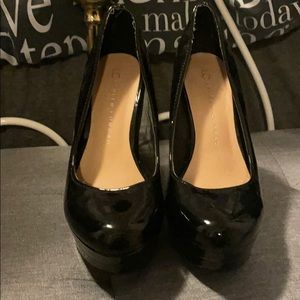 Black patent stilletos
